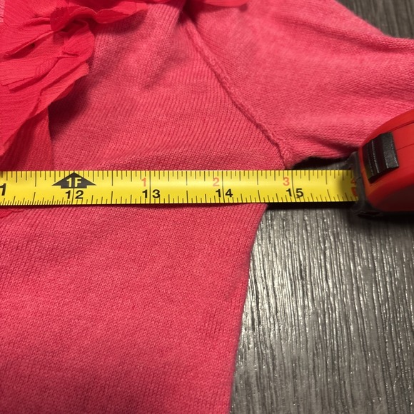 Hollister Cardigan Sweater Women's Small Pink Knitted Cropped Flower Embellished - Picture 5 of 6